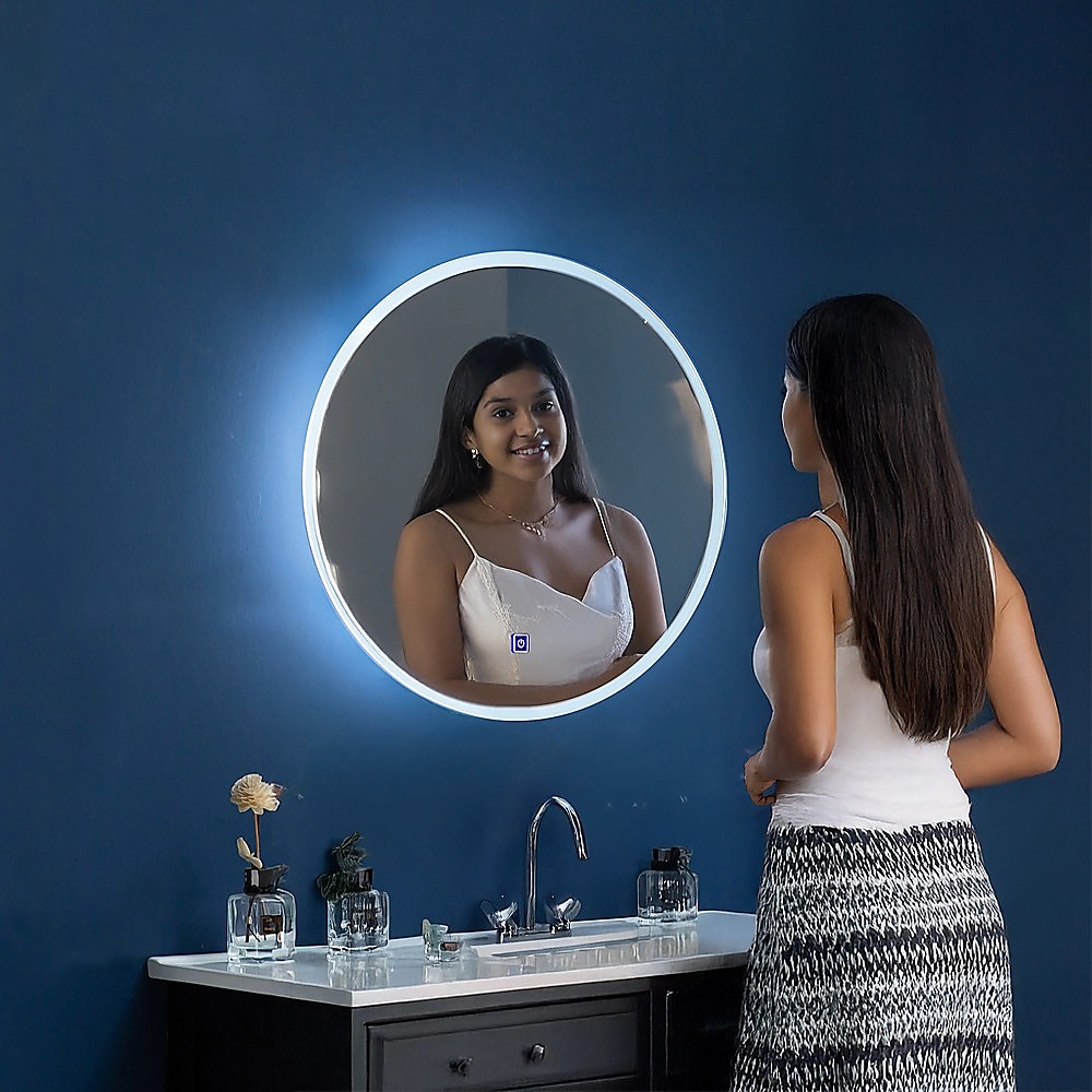 90cm LED Wall Mirror Bathroom Mirrors Light Decor Round - Image 2