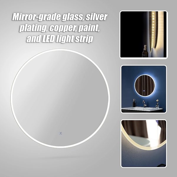 90cm LED Wall Mirror Bathroom Mirrors Light Decor Round - Image 7