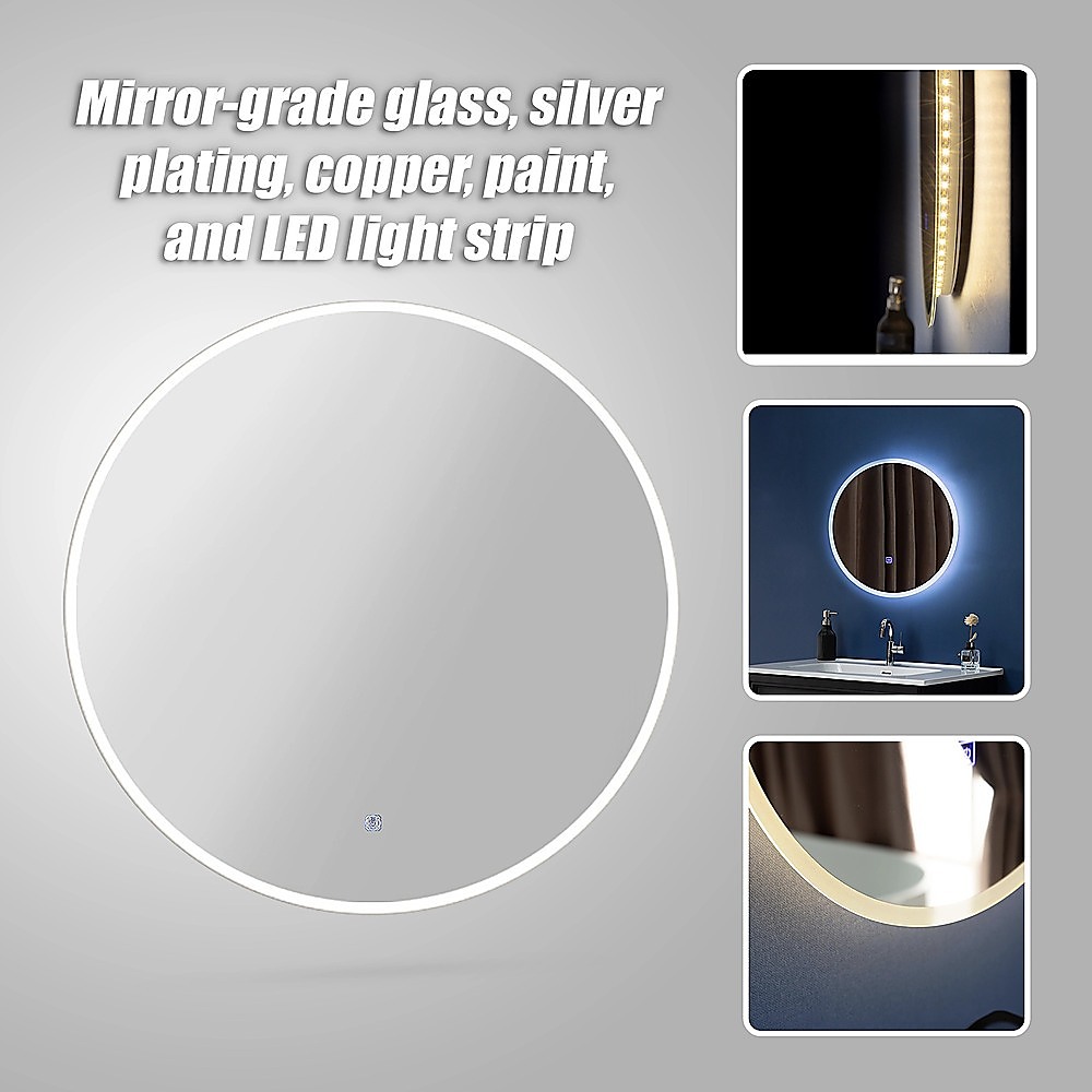 90cm LED Wall Mirror Bathroom Mirrors Light Decor Round - Image 7