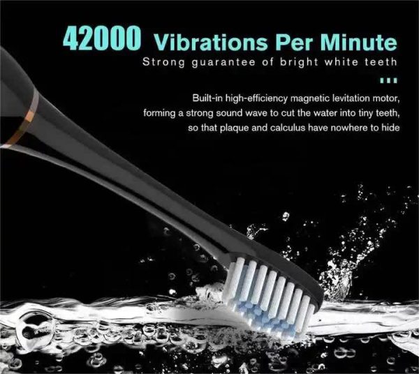 X-3 Sonic Electric Toothbrush, 4 Replacement Brush Heads, and USB Charging Cable - Sleek White Design - Image 3