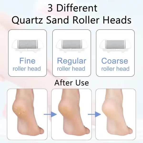 White Rechargeable Electric Foot File Callus Remover with LED Display and USB Charging - Image 4