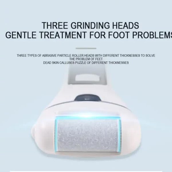 White Rechargeable Electric Foot File Callus Remover with LED Display and USB Charging - Image 5
