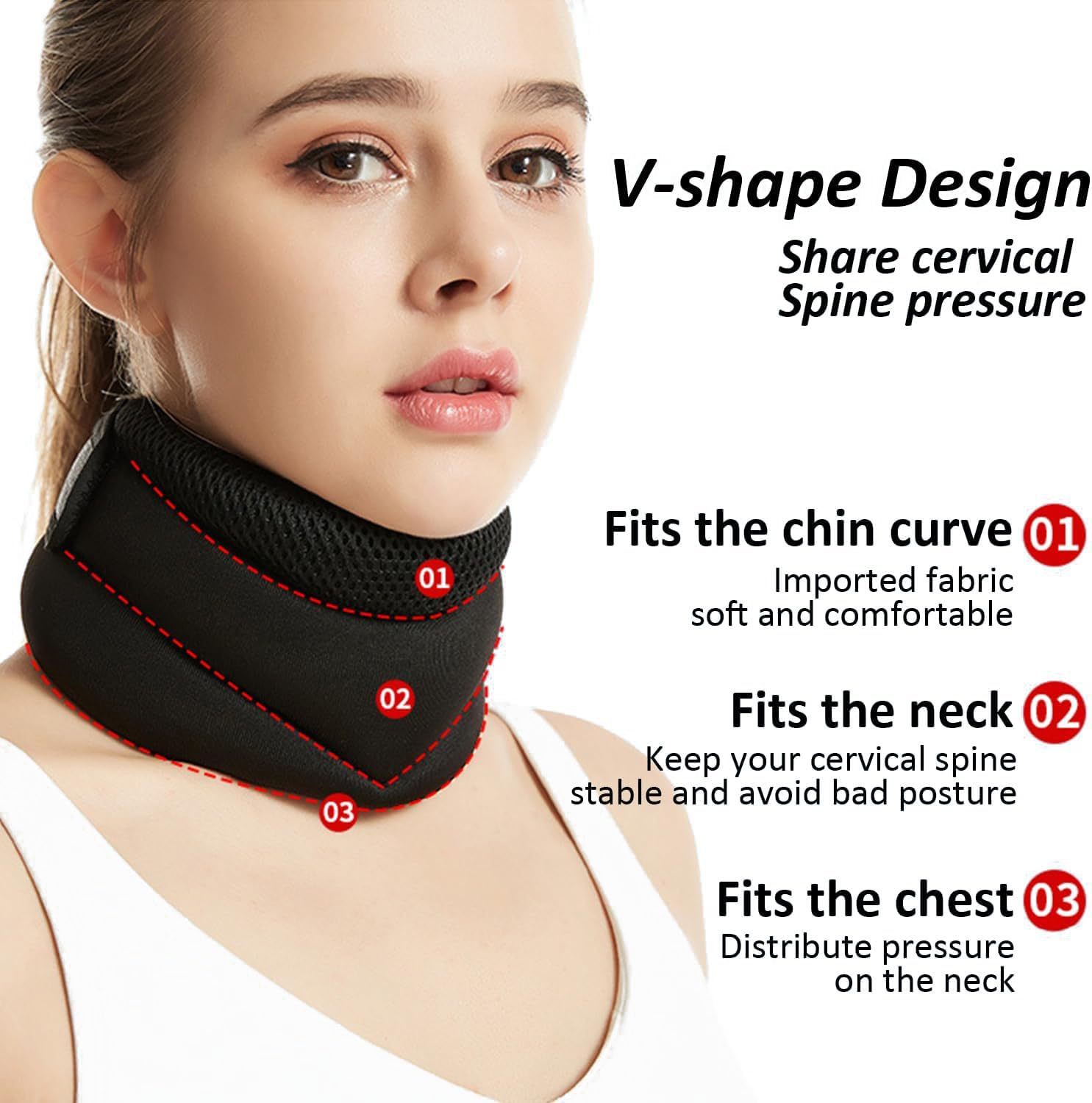 Adjustable Neck Brace with V-Shape Design – Cervical Spine Support for Pain Relief and Posture Correction - Image 3