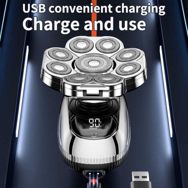 New Digital Display 9-Blade Electric Shaver – 6-in-1 Rechargeable Head Shaver & Grooming Kit for Smooth Shaving and Haircutting - Image 3