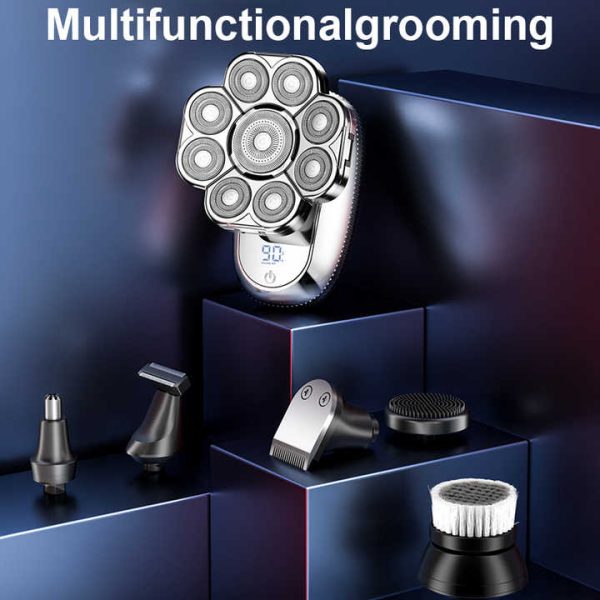 New Digital Display 9-Blade Electric Shaver – 6-in-1 Rechargeable Head Shaver & Grooming Kit for Smooth Shaving and Haircutting - Image 4