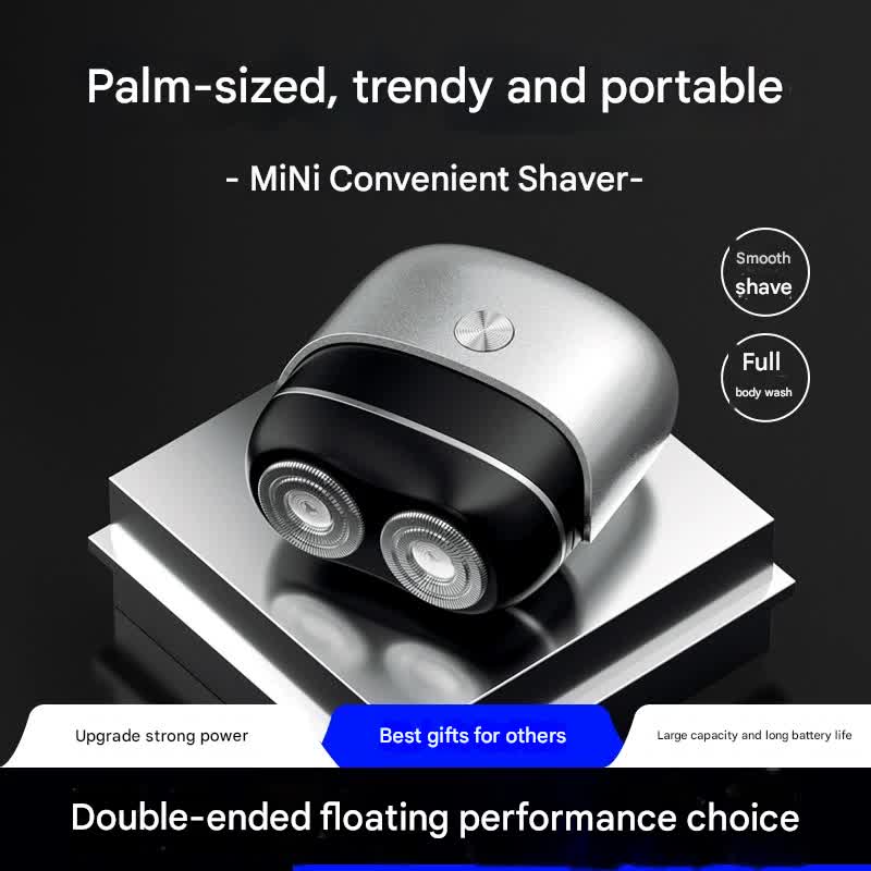 Mini Portable Electric Shaver - Dual Floating Heads, USB-C Fast Charge, Waterproof, Magnetic Design(Gun black) - Image 2