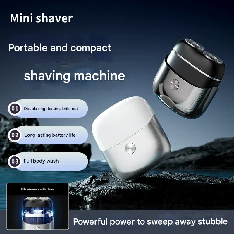 Mini Portable Electric Shaver - Dual Floating Heads, USB-C Fast Charge, Waterproof, Magnetic Design(Gun black) - Image 3