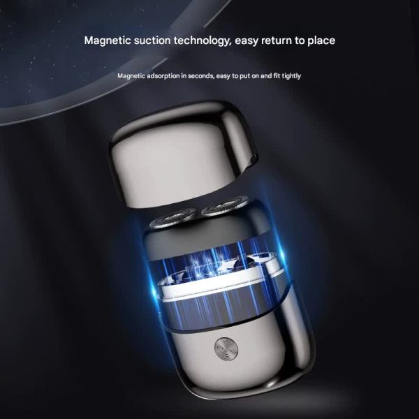 Mini Portable Electric Shaver - Dual Floating Heads, USB-C Fast Charge, Waterproof, Magnetic Design(Gun black) - Image 5