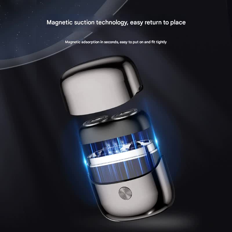 Mini Portable Electric Shaver - Dual Floating Heads, USB-C Fast Charge, Waterproof, Magnetic Design(Gun black) - Image 5