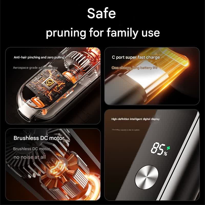 Electric Nose & Ear Hair Trimmer - USB-C Rechargeable, LED Display, Washable 360deg Head, Low Noise(black) - Image 4
