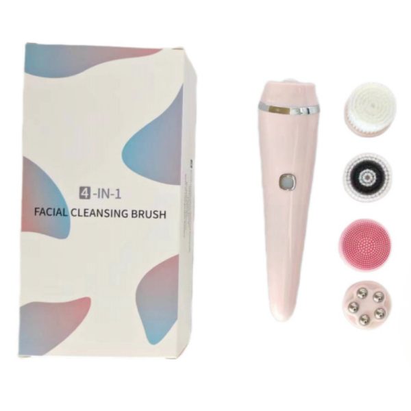 4-in-1 Electric Facial Cleansing Brush & Massager - IPX6 Waterproof, 3 Speeds, Bi-Directional Spin, USB Rechargeable(Pink) - Image 2