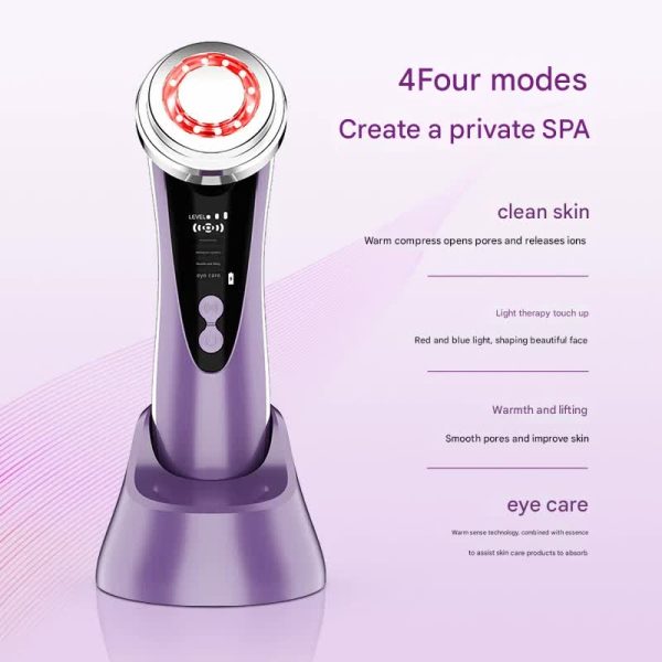 4-in-1 Facial Beauty Device - LED Light Therapy, Warm Lifting, Ion Cleansing & Eye Care(gold) - Image 4