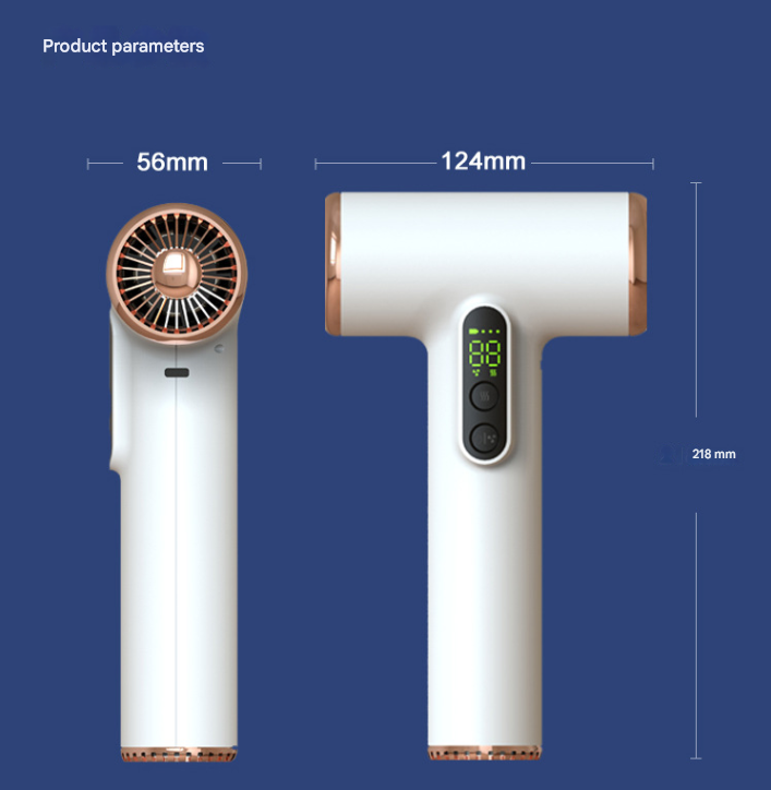 White High-Power Cordless Hair Dryer, 15600mAh USB Rechargeable Blow Dryer with Hot & Cold Air, 3 Speeds & Heat Settings - Image 9
