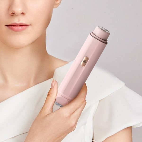 2-in-1 Women's Electric Body Shaver & Facial Trimmer - IPX7 Waterproof, Dual Head with Ceramic Blades, USB Rechargeable(White) - Image 3