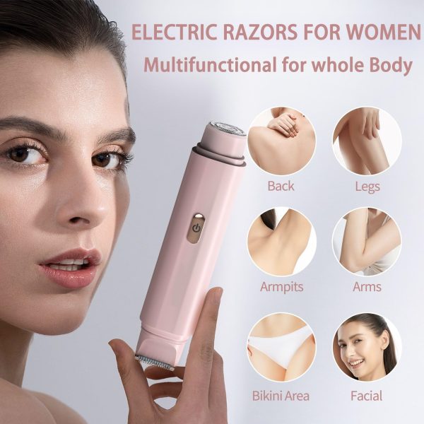 2-in-1 Women's Electric Body Shaver & Facial Trimmer - IPX7 Waterproof, Dual Head with Ceramic Blades, USB Rechargeable(White) - Image 4