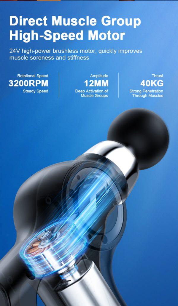 Professional Deep Tissue Percussion Massage Gun - 30 Speeds, 6 Heads & LCD Touch Screen(black) - Image 5