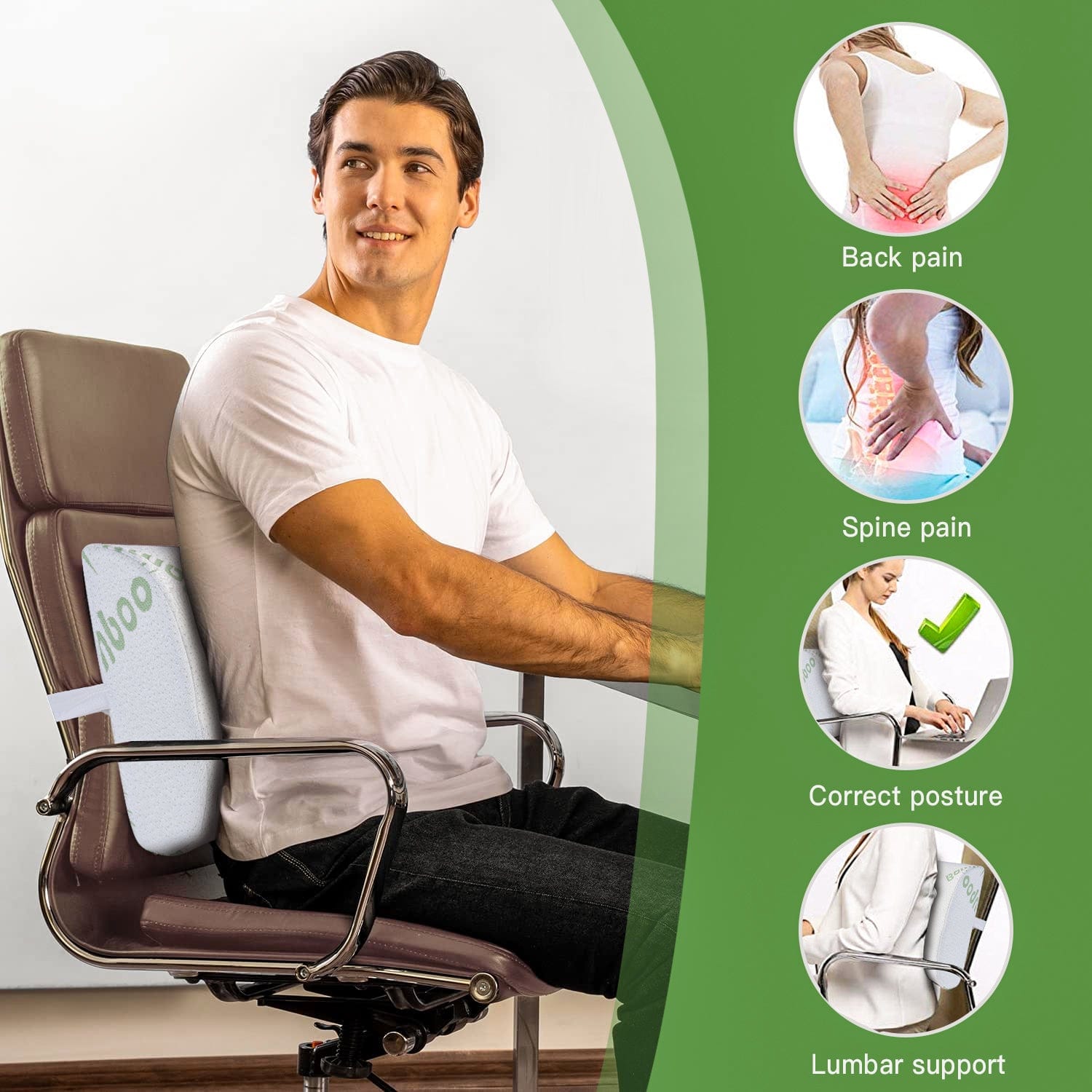 Bamboo Memory Foam Lumbar Support Cushion - Image 3