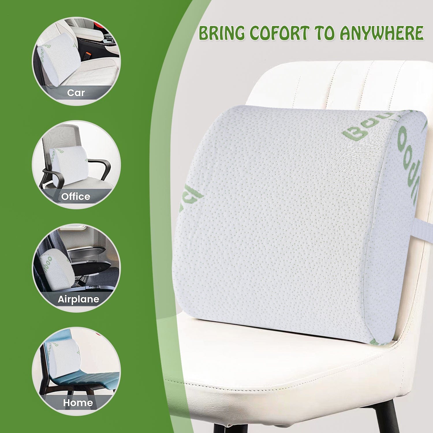 Bamboo Memory Foam Lumbar Support Cushion - Image 5
