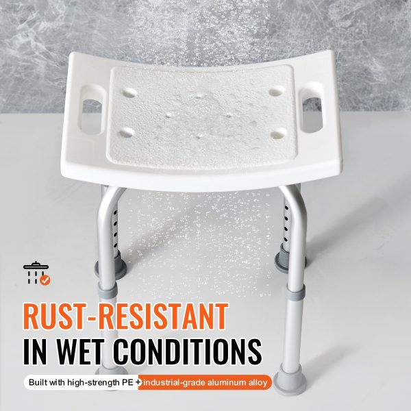 VEVOR Shower Chair, Adjustable Height Shower Stool with Built-in Handles, Shower Seat for Inside Shower or Tub, Non-Slip Bench Bathtub Stool Seat for Elderly Disabled Handicap, 158.8 kg Capacity - Image 4