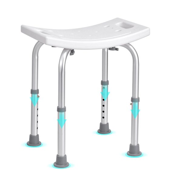 VEVOR Shower Chair, Adjustable Height Shower Stool with Built-in Handles, Shower Seat for Inside Shower or Tub, Non-Slip Bench Bathtub Stool Seat for Elderly Disabled Handicap, 158.8 kg Capacity - Image 9