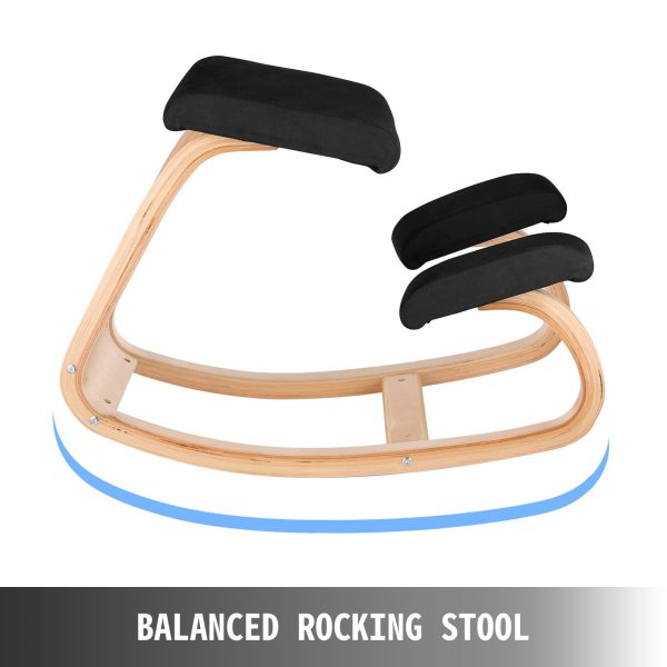 VEVOR Wooden Ergonomic Kneeling Chair Memory Seat Cushion Relieving Body Black - Image 6
