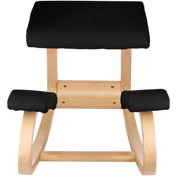 VEVOR Wooden Ergonomic Kneeling Chair Memory Seat Cushion Relieving Body Black - Image 9