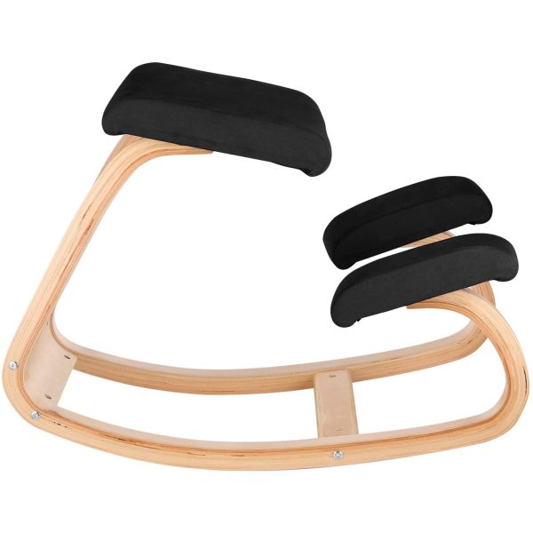 VEVOR Wooden Ergonomic Kneeling Chair Memory Seat Cushion Relieving Body Black - Image 11